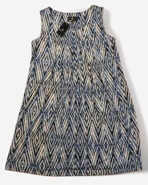 Ronni Nicole Women’s Size 10 Blue White Geometric Sleeveless Shift Dress NWT